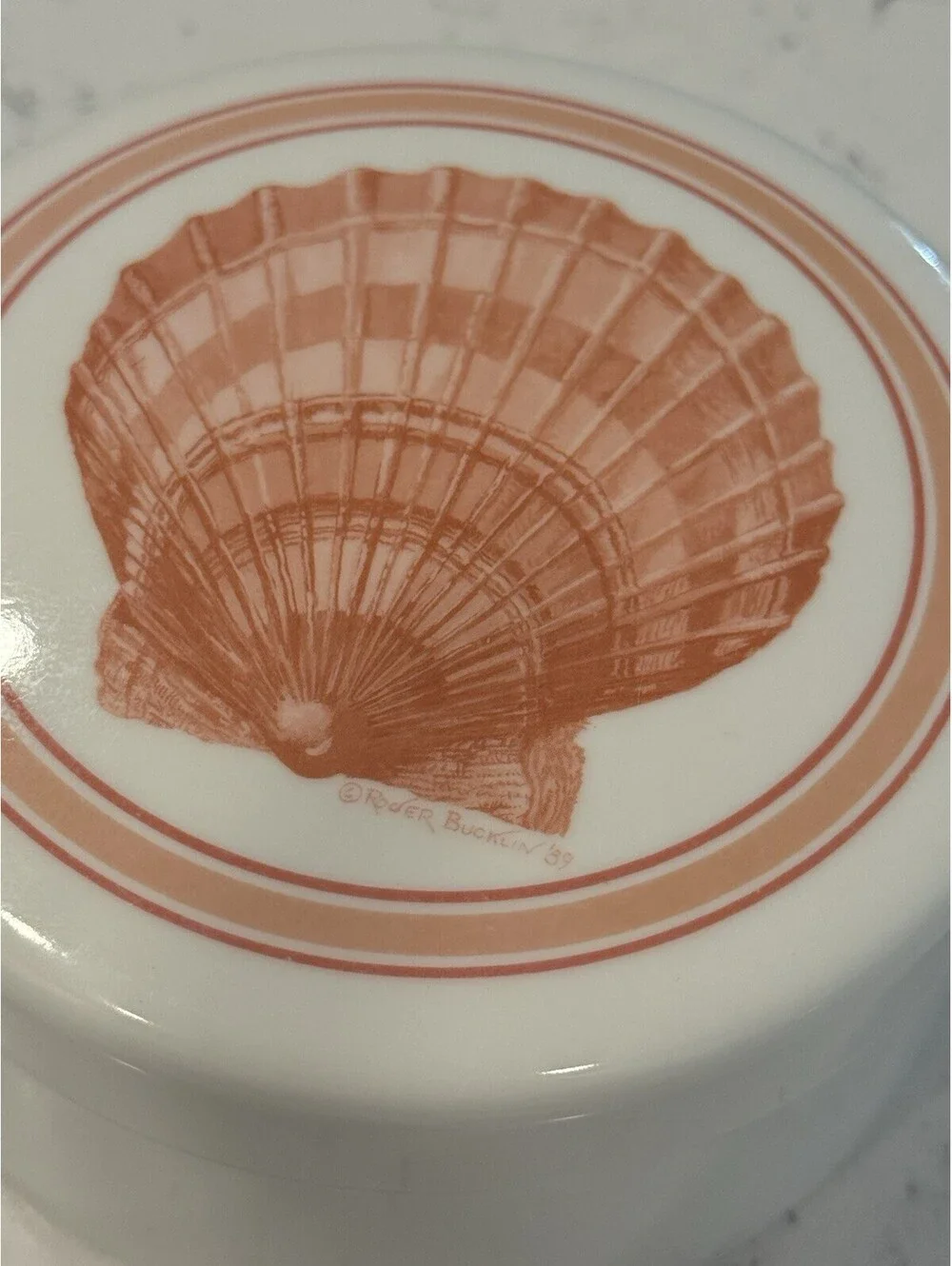 Roger Bucklin Vintage Coasters Set of 5 w/Holder Shell Melamine